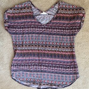 Small pink rose tribal print shirt